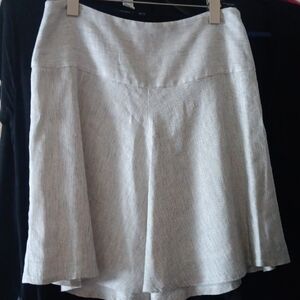 CAbi Gray Skater Mini Skirt In Soft Linen Blend